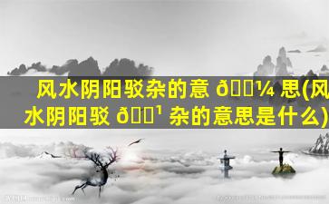 风水阴阳驳杂的意 🐼 思(风水阴阳驳 🌹 杂的意思是什么)